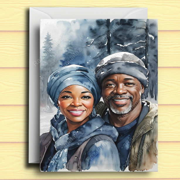 Black Couple E Christmas Card